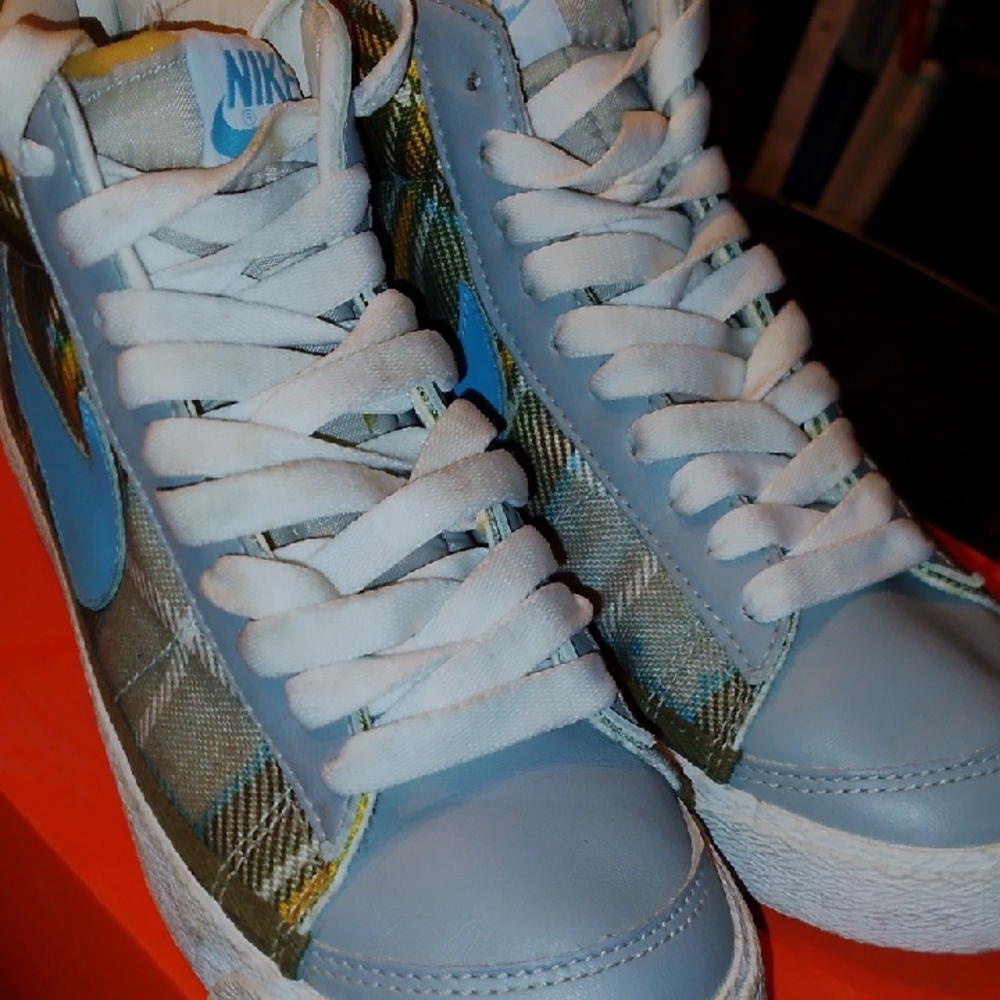 Nike Plaid Blue and White Women's Sneakers